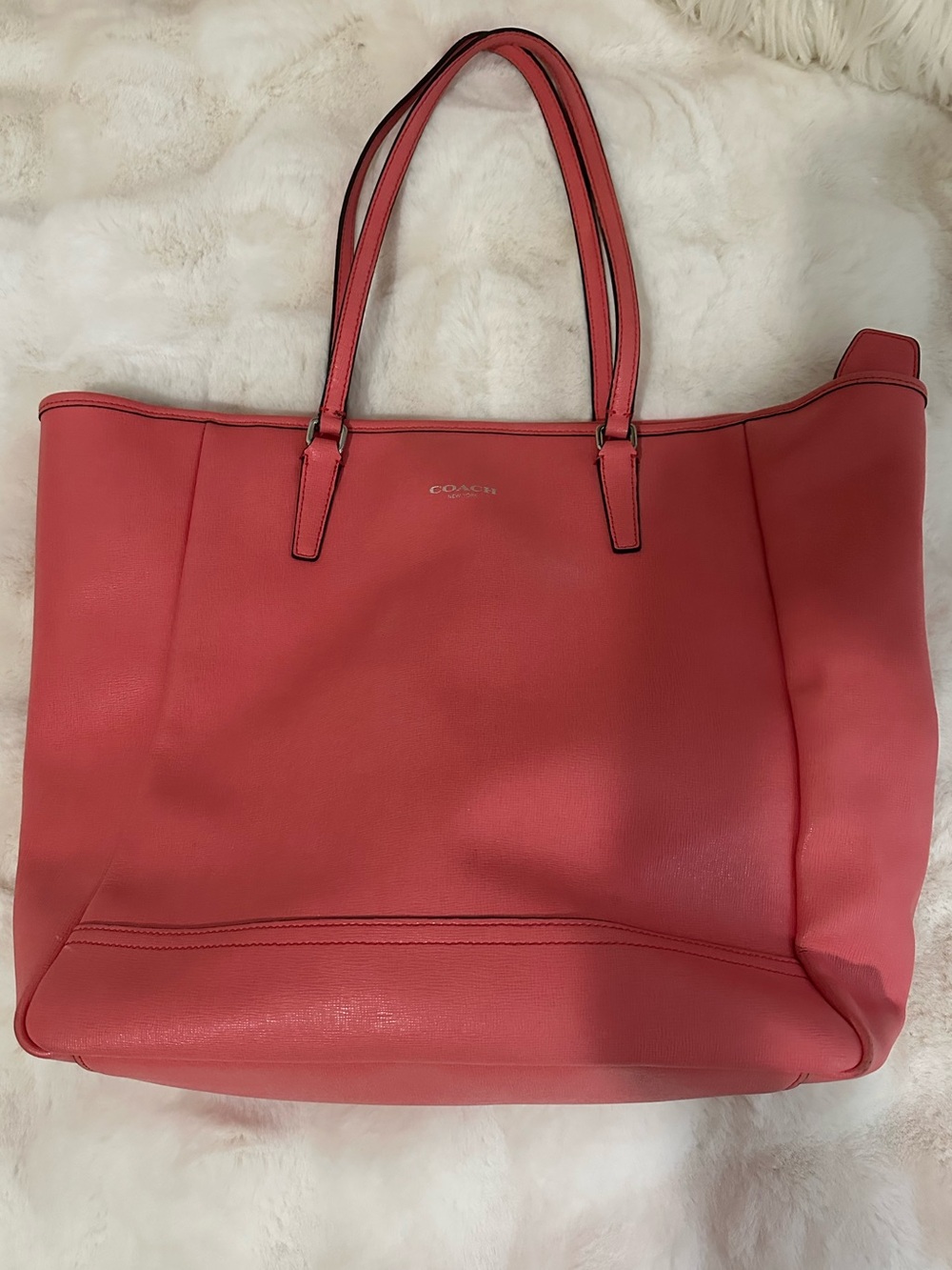 Coach Coral Pink Leather Tote Bag - Coach - Picture 2 of 7
